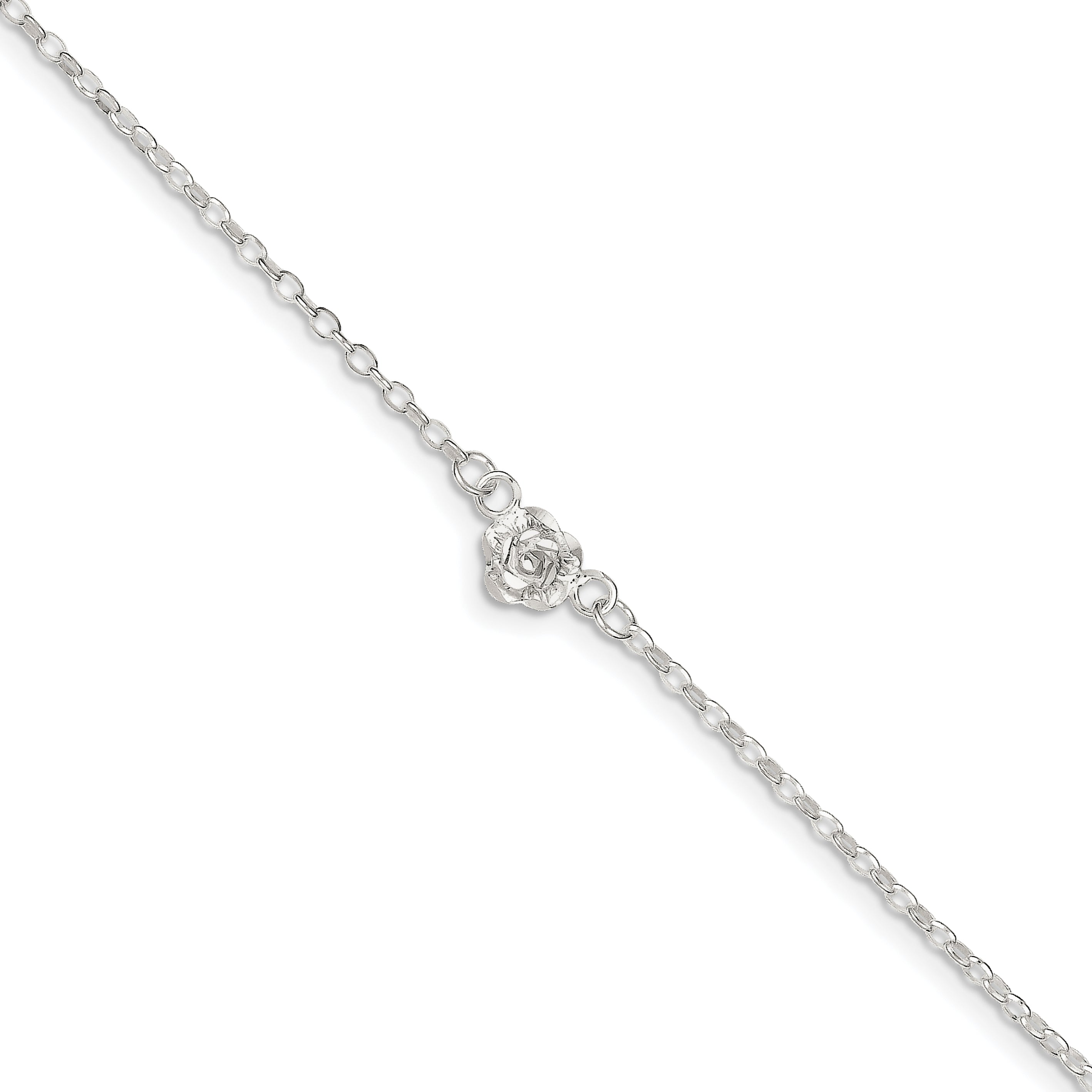 Sterling Silver Flower Charm Anklet Main image