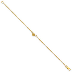 Sterling Silver Gold-tone Flower Charm 9in Anklet