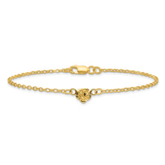 Sterling Silver Gold-tone Flower Charm 9in Anklet