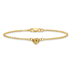 Sterling Silver Gold-tone Flower Charm 9in Anklet