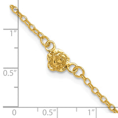 Sterling Silver Gold-tone Flower Charm 9in Anklet