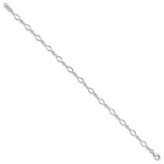 Sterling Silver 9inch Solid Polished Fancy Link Anklet