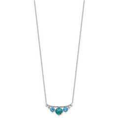 Sterling Silver  RH-pl Multi Color CZ Reconstituted Turq. w/2in ext Necklac