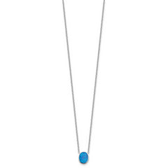 Sterling Silver RH-pl Blue Cr.Opal Oval 16in Necklace w/1.75 ext/Earring Se