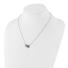 Sterling Silver Rhodium Smoky Quartz and Citrine Turtle 18.75in Necklace