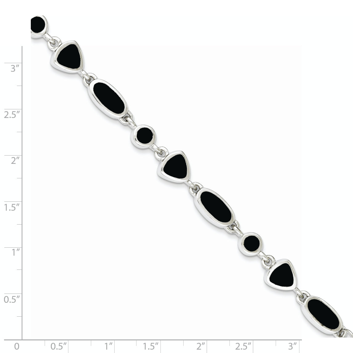 Sterling Silver Rhodium-plated Onyx Bracelet Secondary image