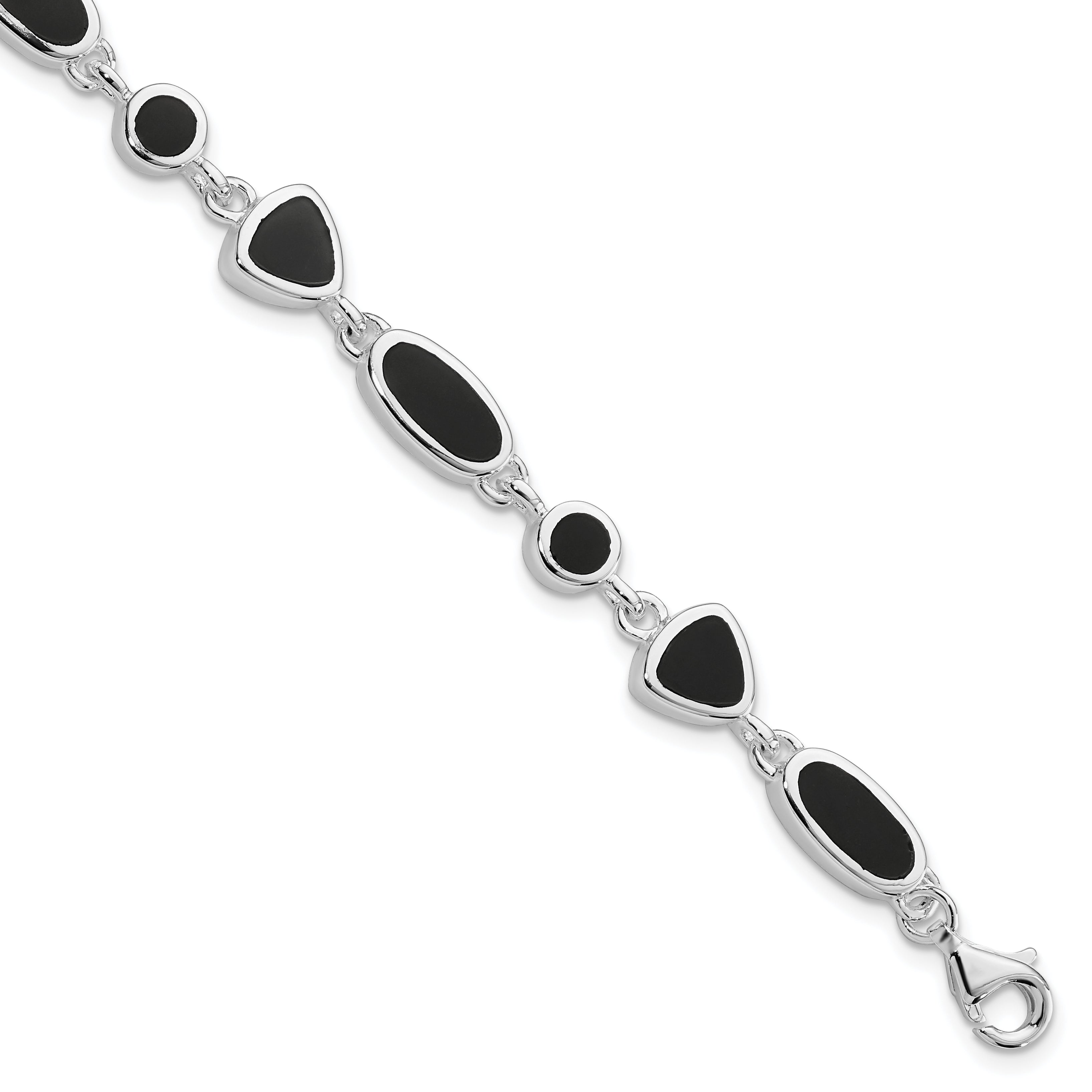 Sterling Silver Rhodium-plated Onyx Bracelet Main image