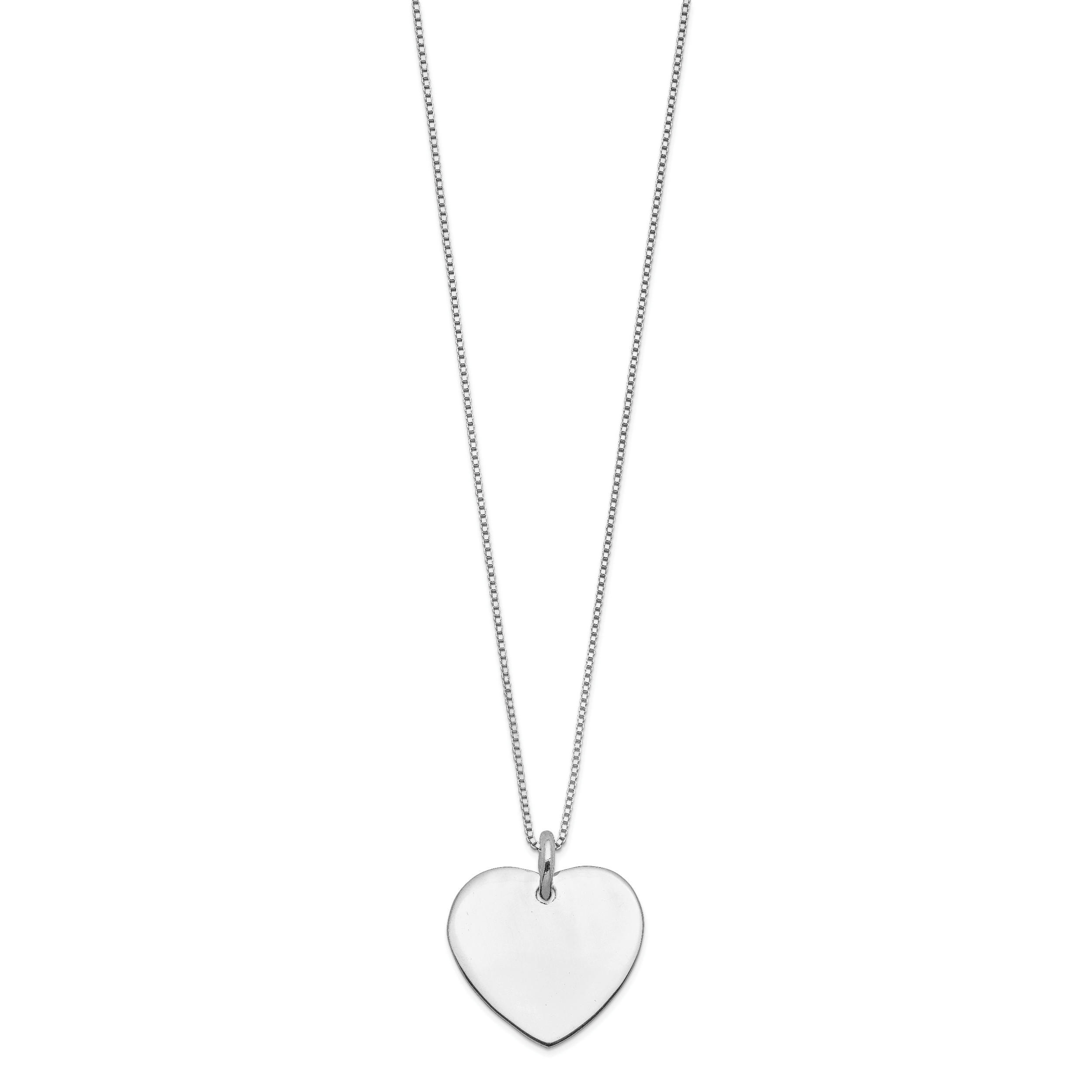 Sterling Silver 925 Engravable Heart Necklace Box Chain Elegant Polished Secondary image