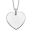 Sterling Silver Engraveable Heart on Box Chain 18 inch Necklace