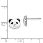 Sterling Silver Madi K Rhodium-plated Polished Black & White Enameled Panda Children's Post Earrings