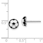 Sterling Silver Madi K Rhodium-plated Polished Black & White Enameled Soccer Ball Children's Post Earrings