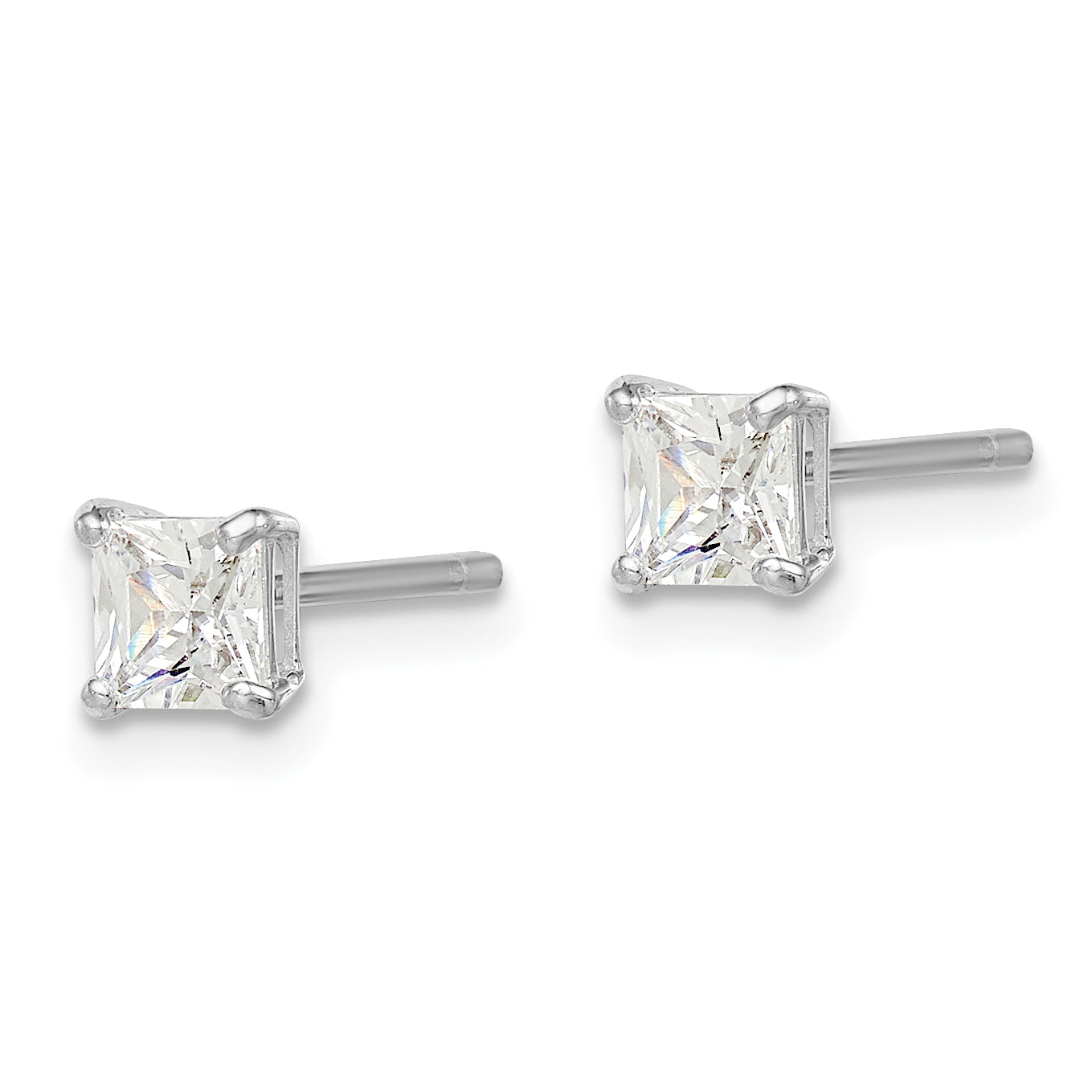 Sterling Silver Madi K Rhodium-plated Polished 4mm Square CZ Children's Stud Earrings Secondary image