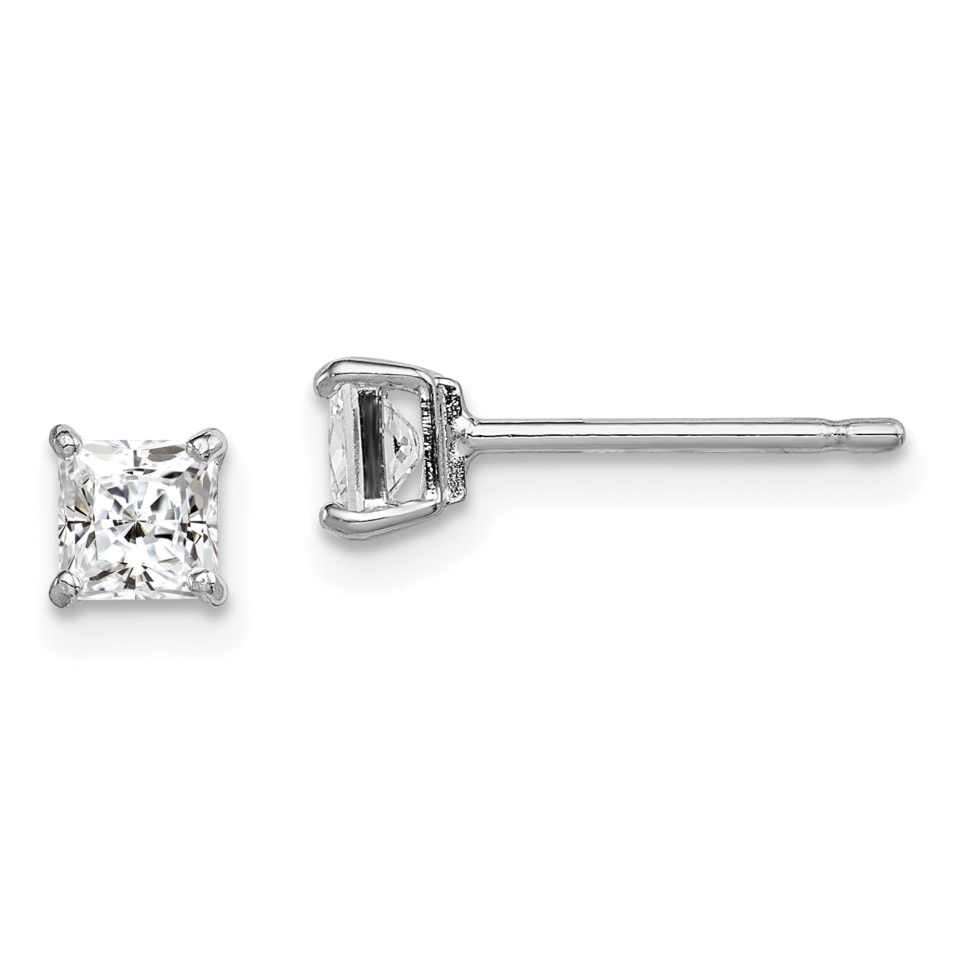 Sterling Silver Madi K Rhodium-plated Polished 4mm Square CZ Children's Stud Earrings Main image
