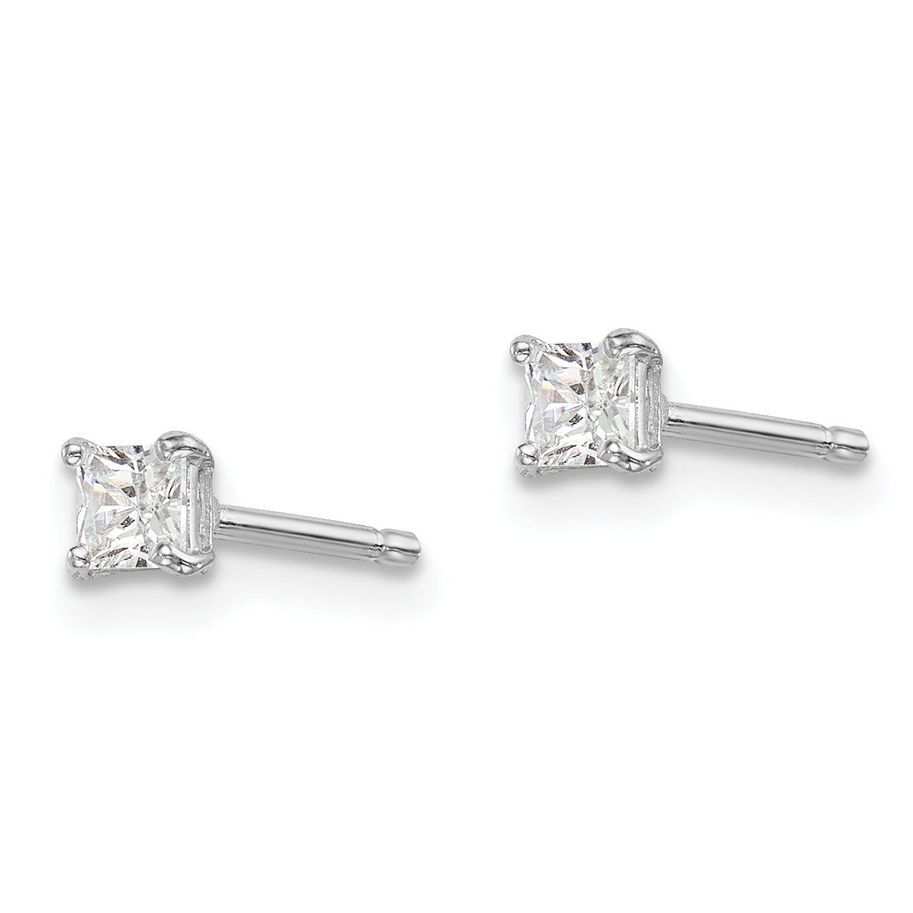 Sterling Silver Madi K Rhodium-plated Polished 3mm Square CZ Children's Stud Earrings Secondary image