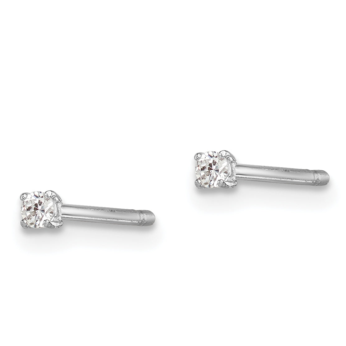 Sterling Silver Madi K Rhodium-plated 2mm Round CZ Children's Stud Earrings Secondary image