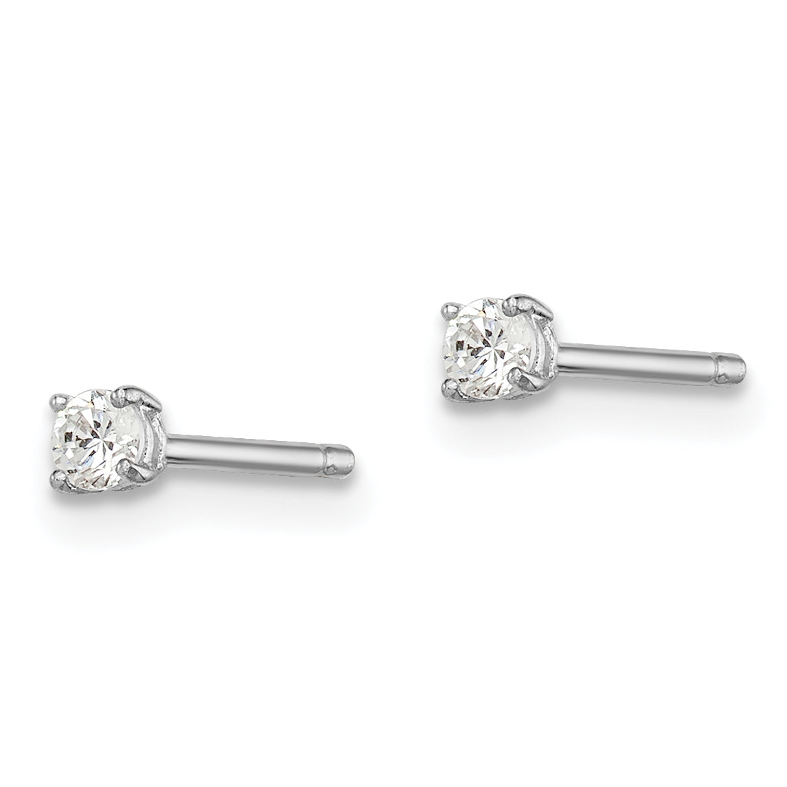 Sterling Silver Madi K Rhodium-plated 2.5mm Round CZ Children's Stud Earrings Secondary image