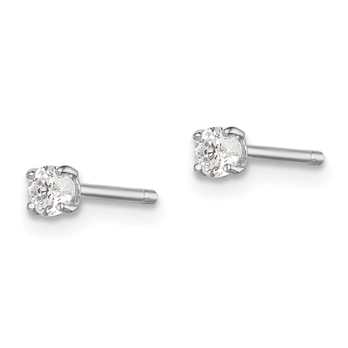 Sterling Silver Madi K Rhodium-plated 3mm Round CZ Children's Stud Earrings Secondary image