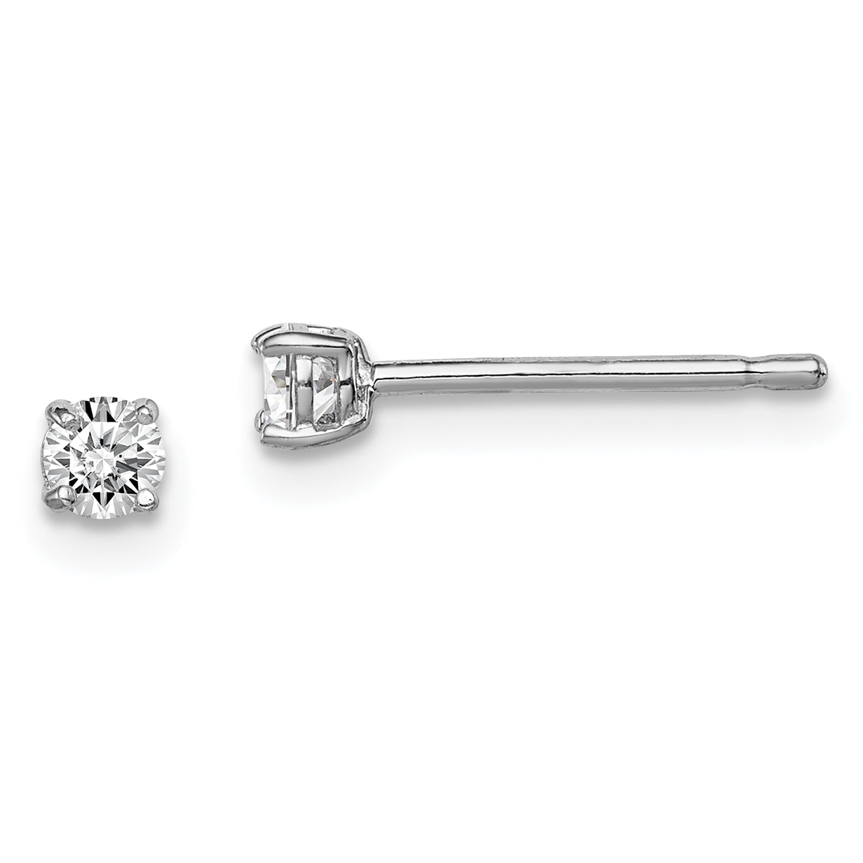 Sterling Silver Madi K Rhodium-plated 3mm Round CZ Children's Stud Earrings Main image