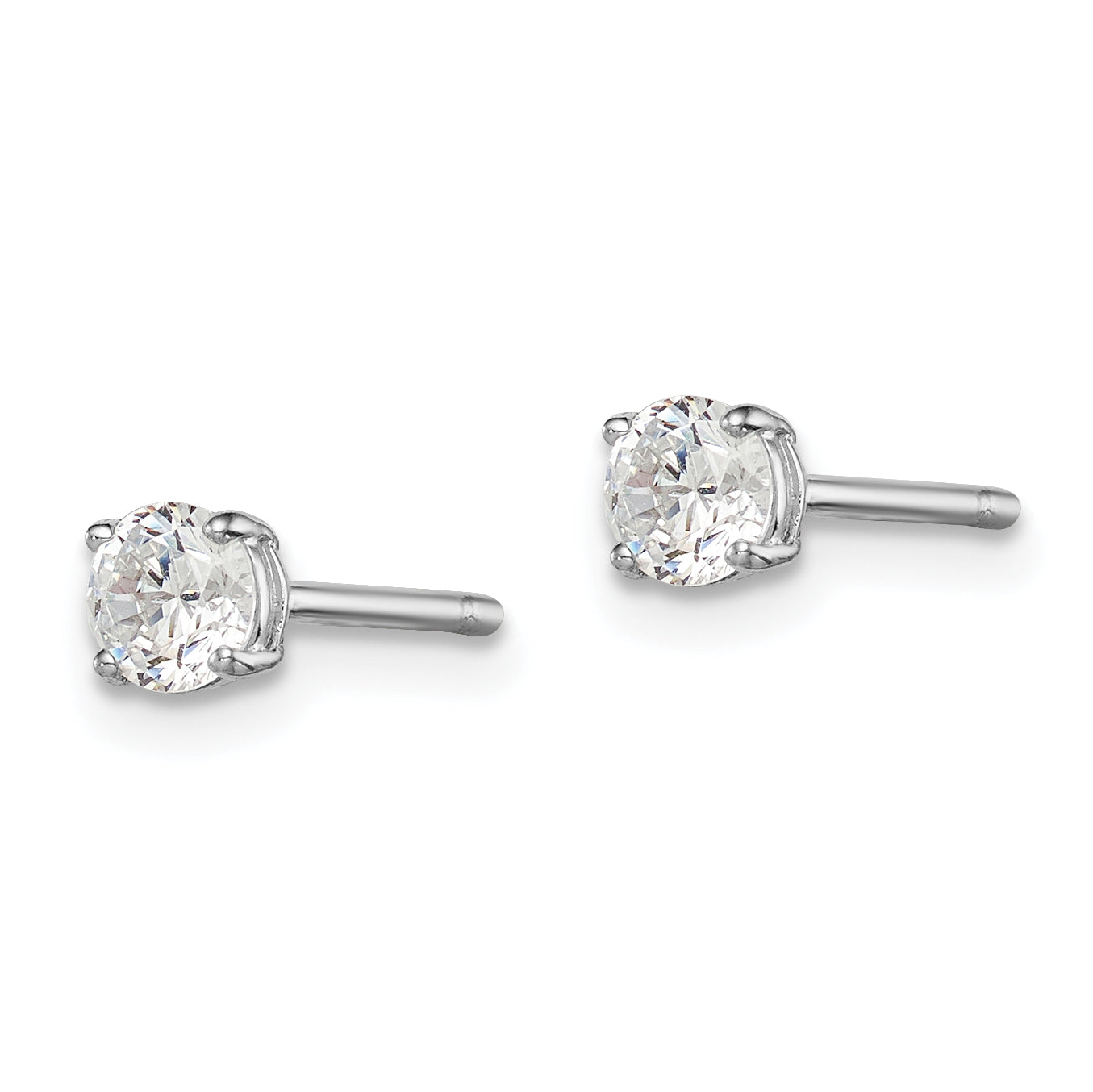 Sterling Silver Madi K Rhodium-plated 4mm Round CZ Children's Stud Earrings Secondary image
