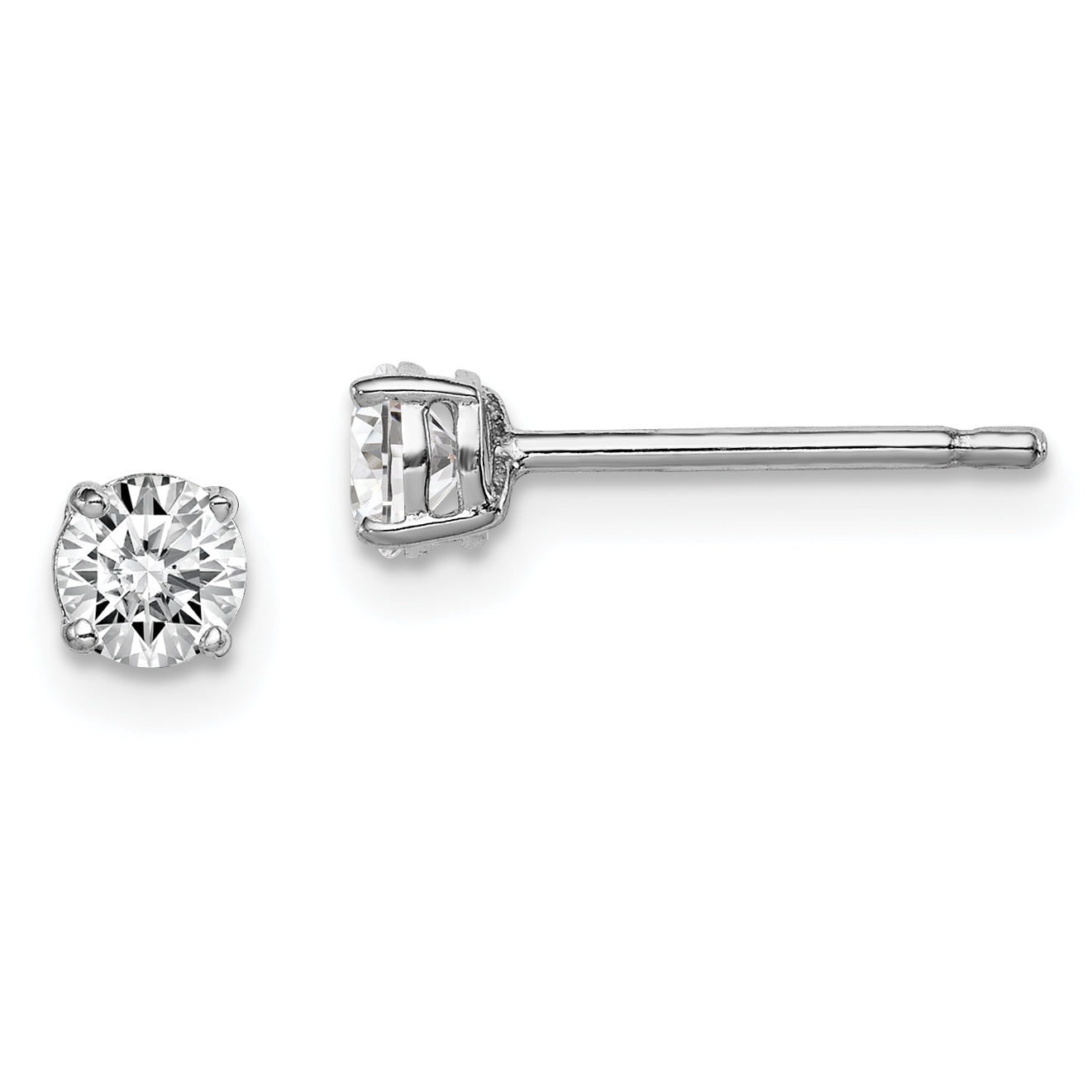 Sterling Silver Madi K Rhodium-plated 4mm Round CZ Children's Stud Earrings Main image