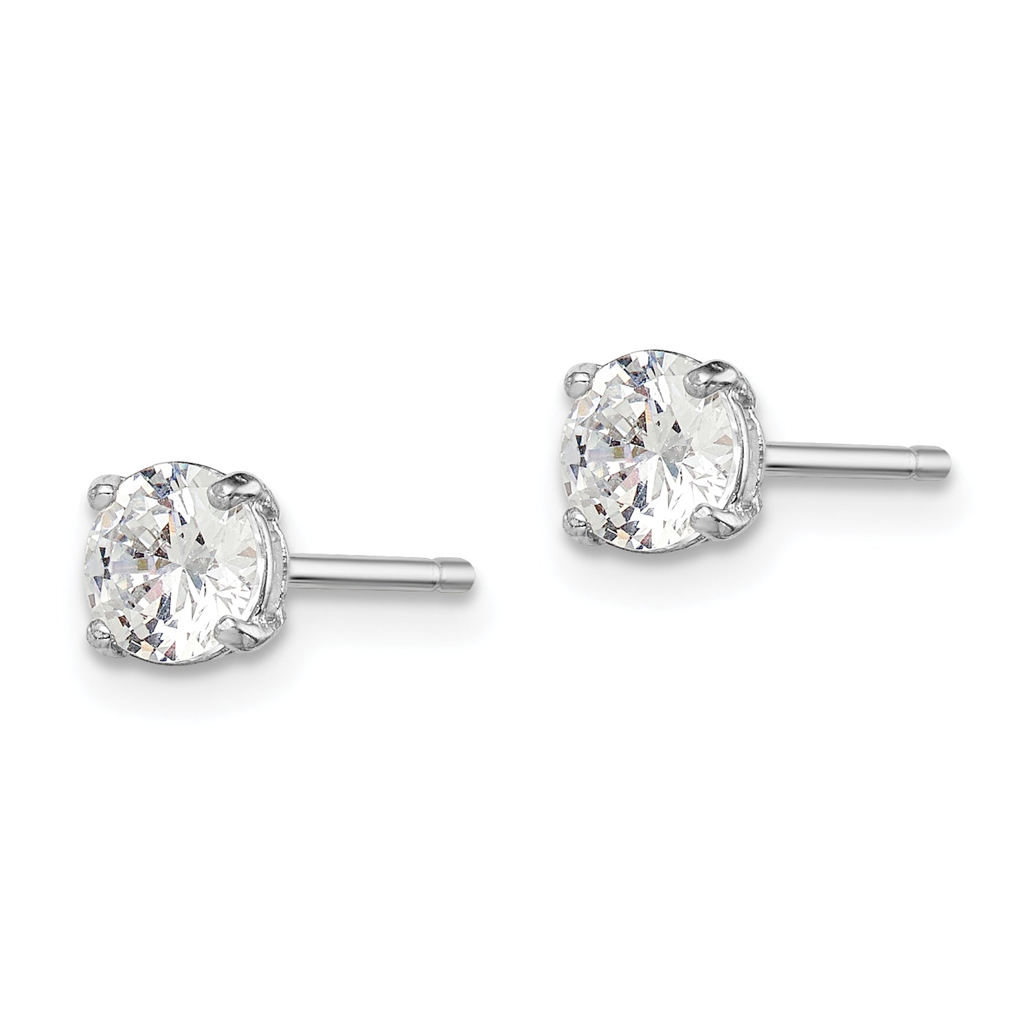 Sterling Silver Madi K Rhodium-plated 5mm Round CZ Children's Stud Earrings Secondary image