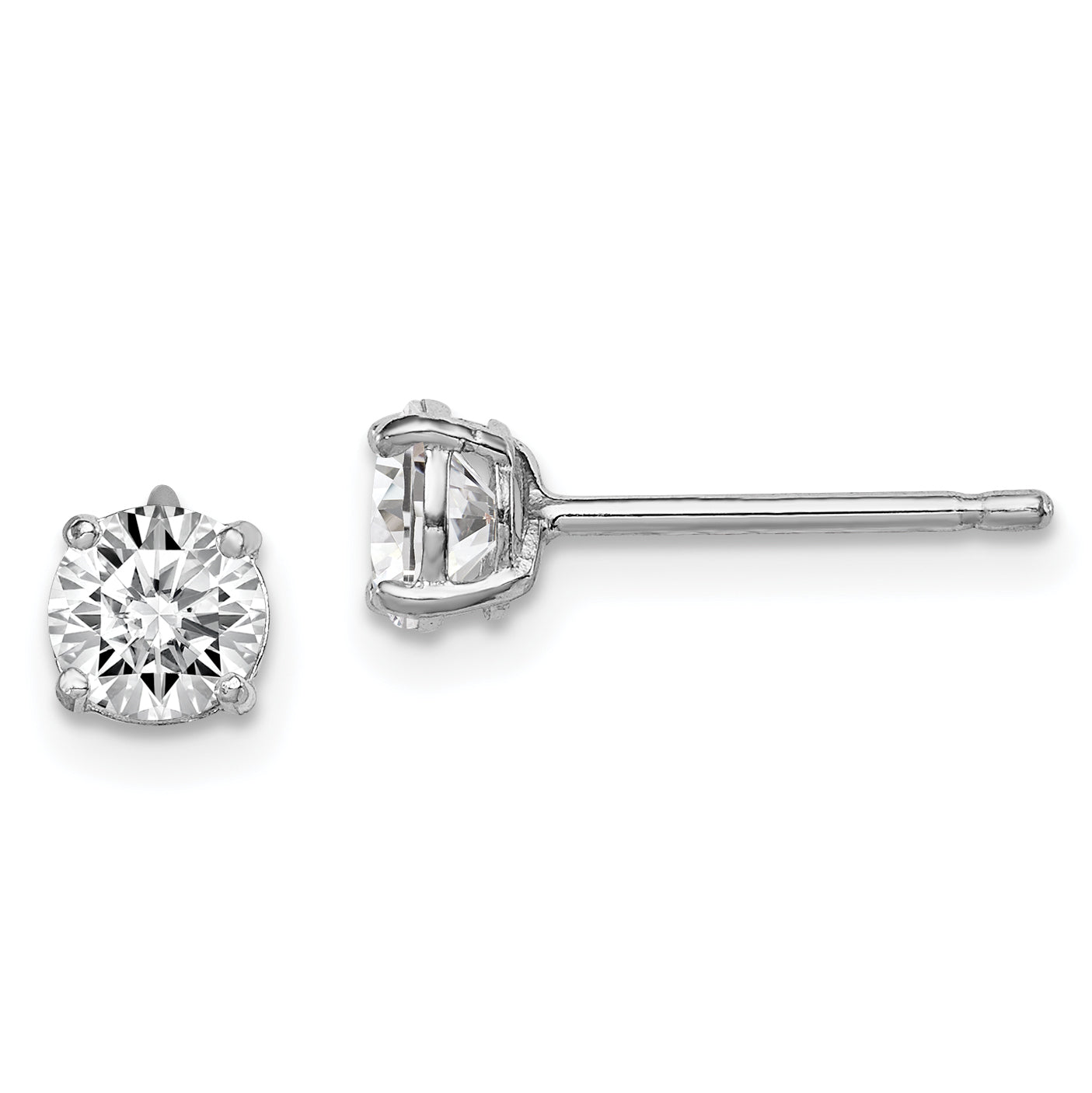 Sterling Silver Madi K Rhodium-plated 5mm Round CZ Children's Stud Earrings Main image