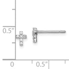 Sterling Silver Rhodium-plated Madi K CZ Children's Cross Post Earrings