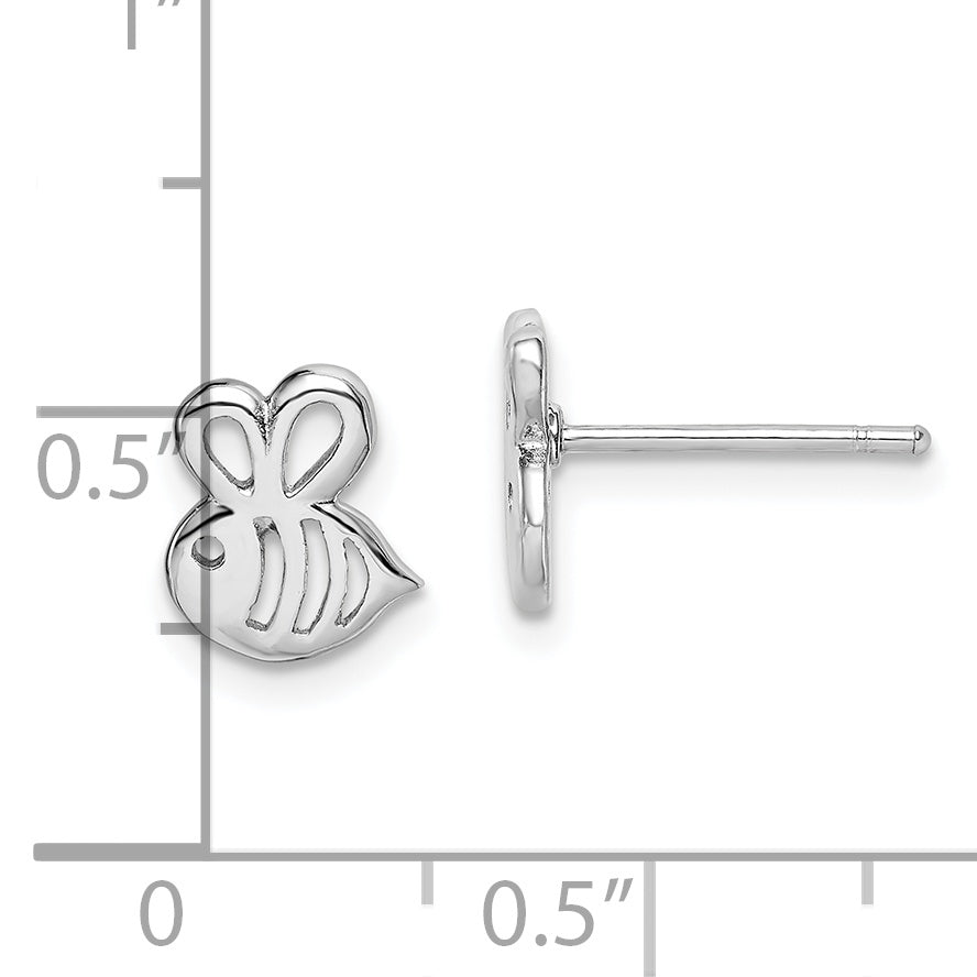 Sterling Silver Madi K RH-plated Bumblebee Children's Post Earrings