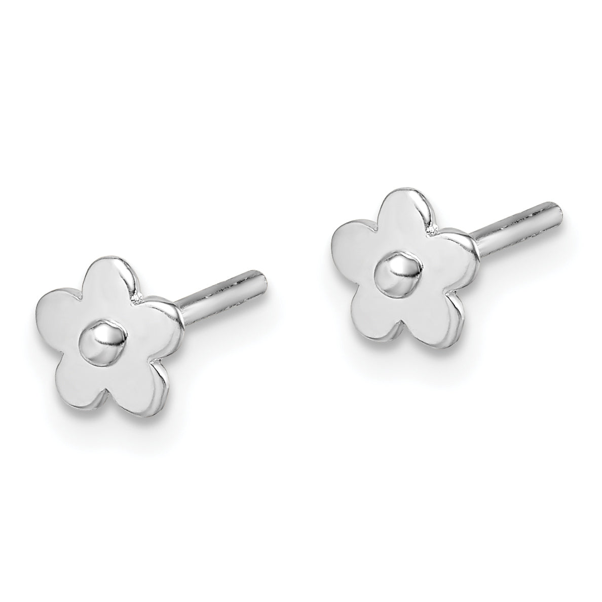 Sterling Silver Madi K RH-plated Flower Children's Post Earrings Secondary image