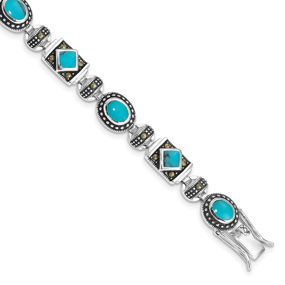 Lab-Created Turquoise Bracelet in Sterling Silver, 7 Inch - Sophia Jewelers Main image