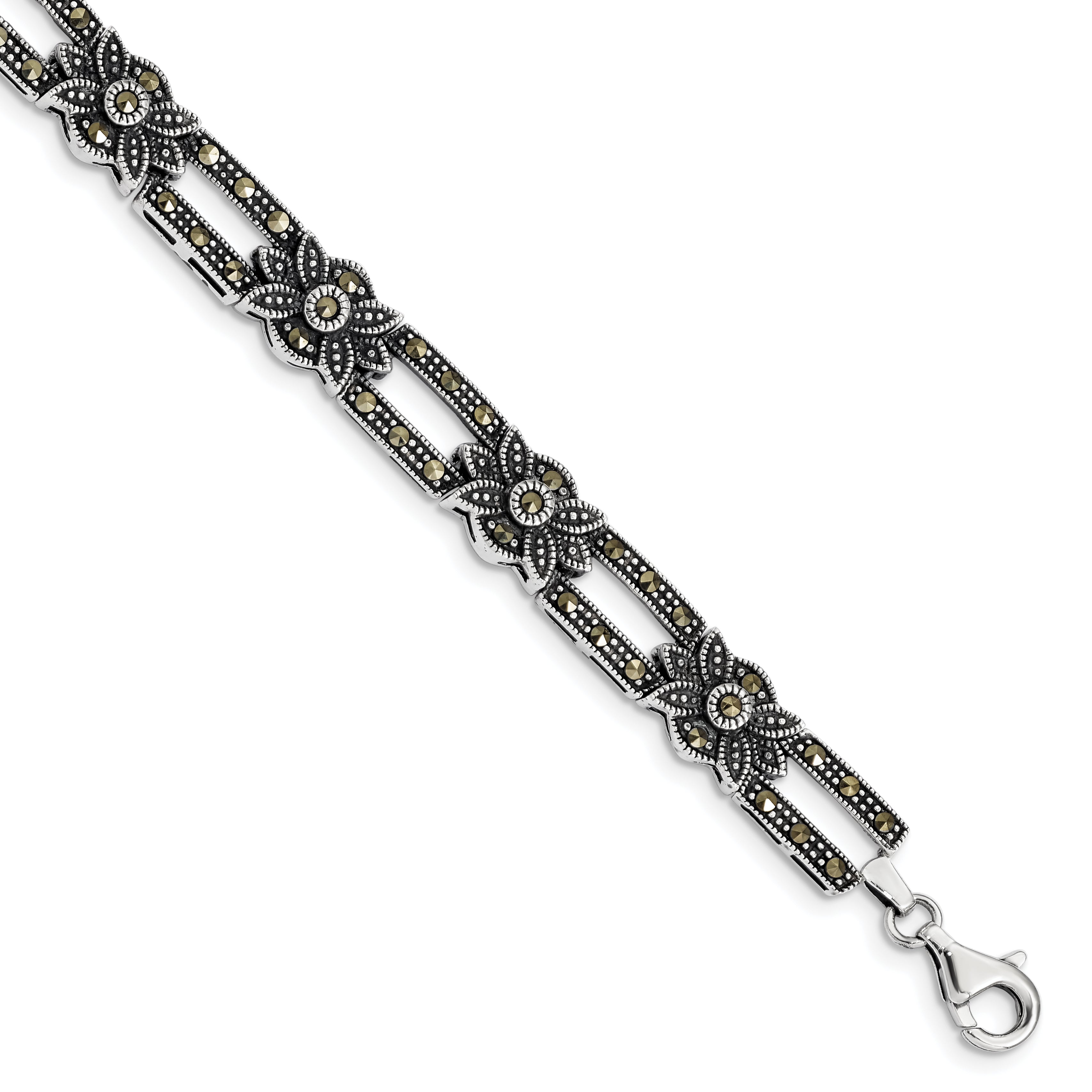 Sterling Silver Rhodium-plated Marcasite Bracelet Main image