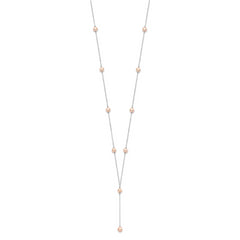 Sterling Silver Rhodium-plated Pink FW Cultured Pearl Y-Drop Necklace