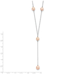 Sterling Silver Rhodium-plated Pink FW Cultured Pearl Y-Drop Necklace