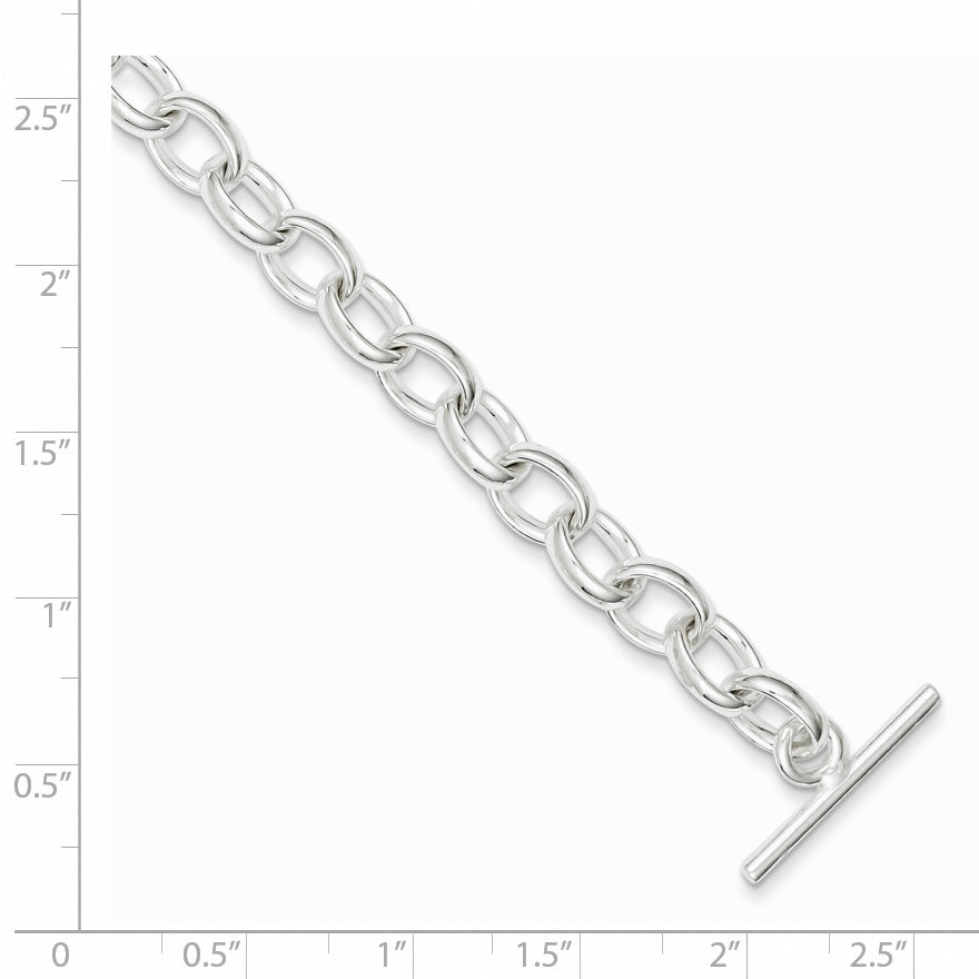 Sterling Silver 8.75inch Polished Fancy Link Toggle Bracelet