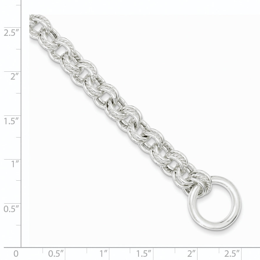Sterling Silver 7.75inch Polished Fancy Link Toggle Bracelet