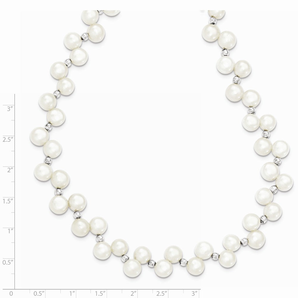 Sterling Silver FW Cultured Button Pearl 16in Necklace