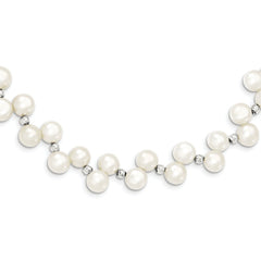 Sterling Silver FW Cultured Button Pearl 16in Necklace