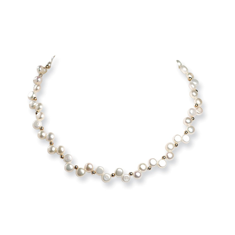Sterling Silver 925 Button Pearl Necklace with Polished Finish Elegant Design - 16