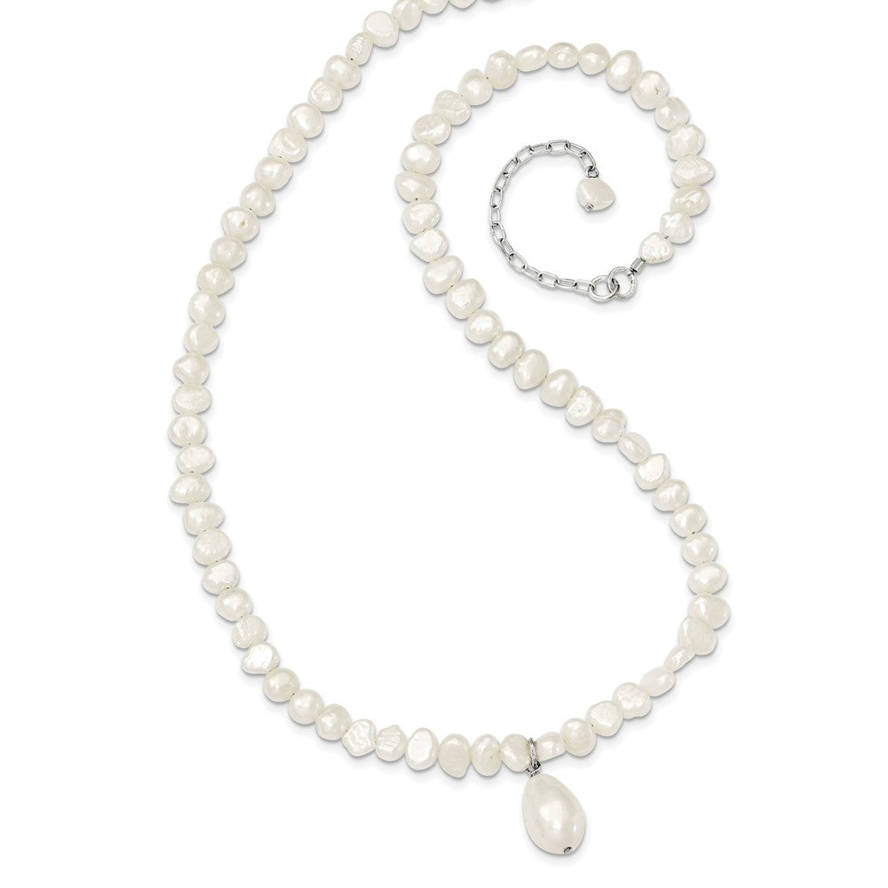 Sterling Silver FW Cultured Pearl Drop 18in Necklace