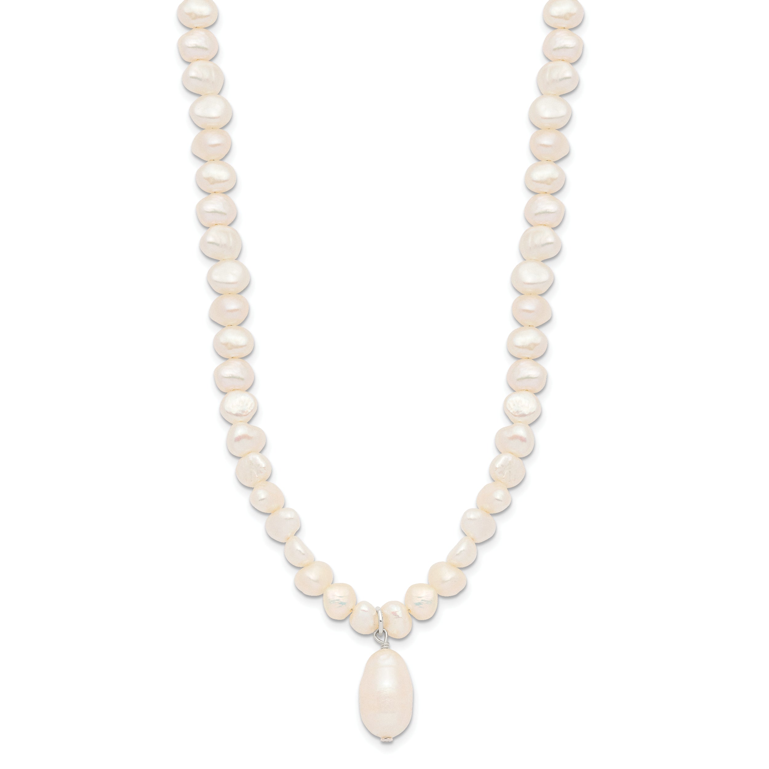 Sterling Silver 925 Pearl Drop Necklace with Polished Finish