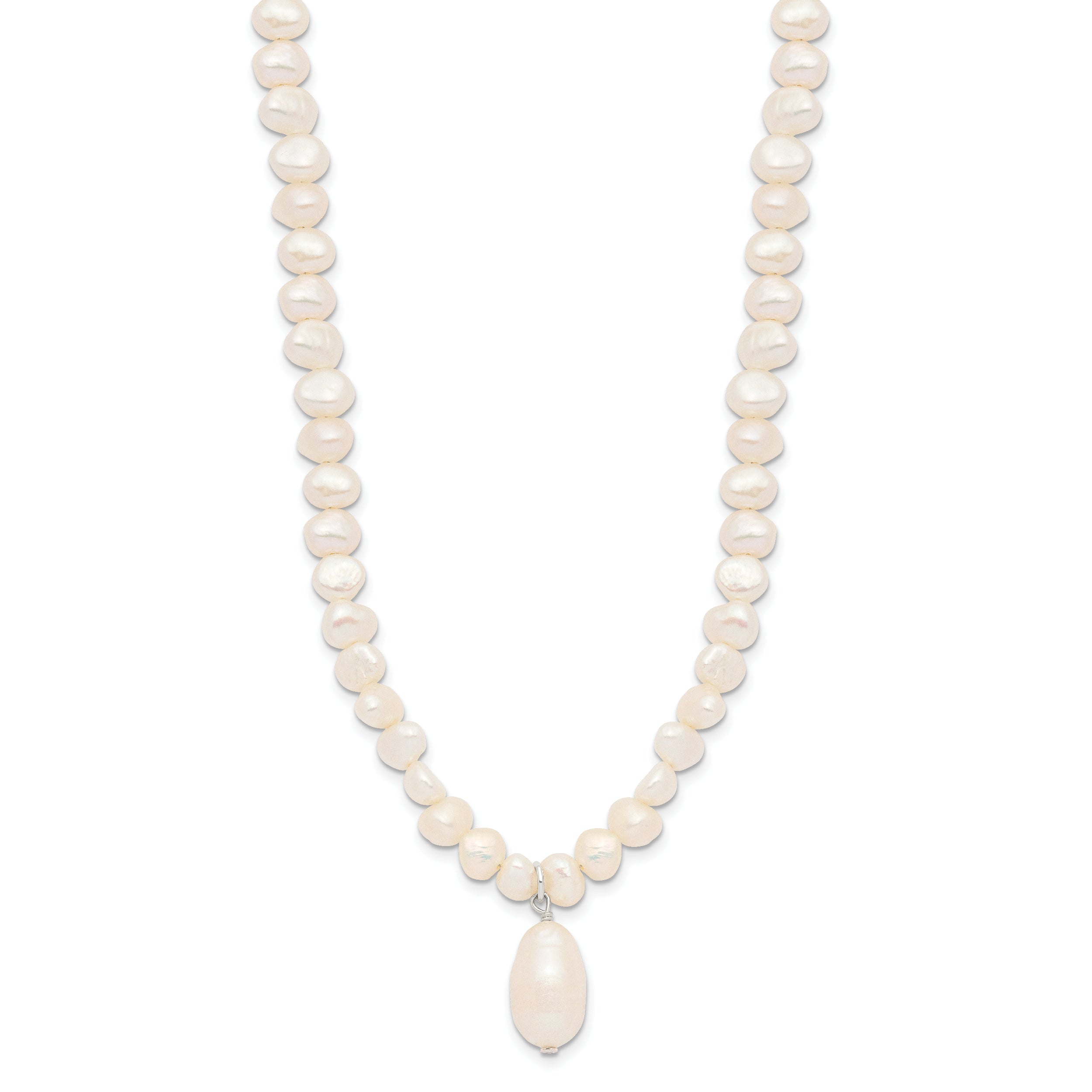 Sterling Silver FW Cultured Pearl Drop 18in Necklace