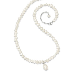 Sophia Jewelers Sterling Silver Pearl Necklace with Elegant 18in Drop Design