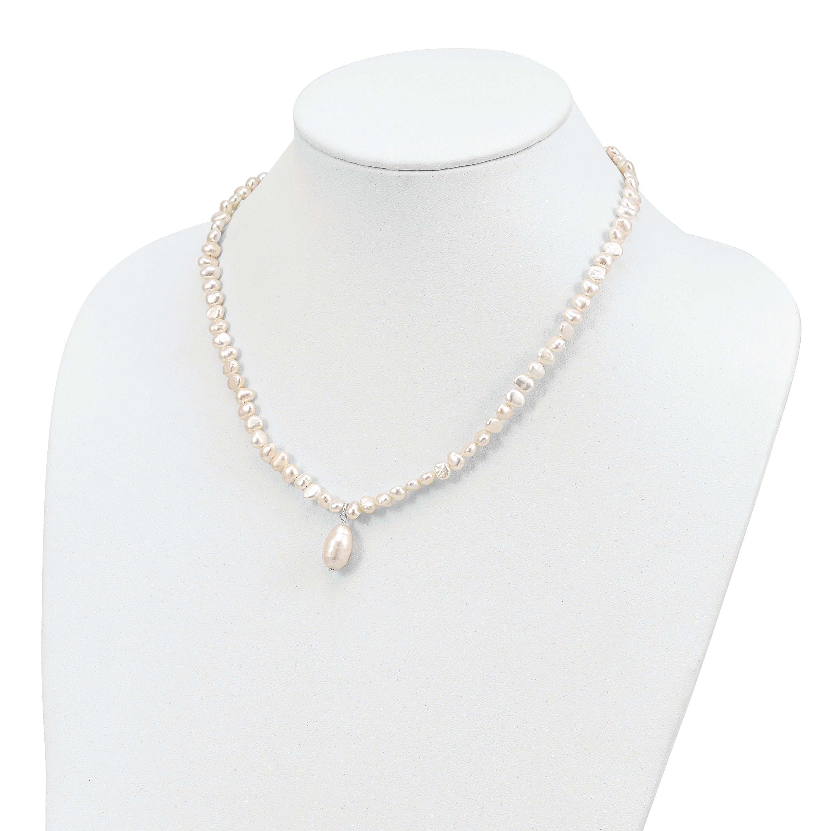Sterling Silver 925 Pearl Drop Necklace with Polished Finish