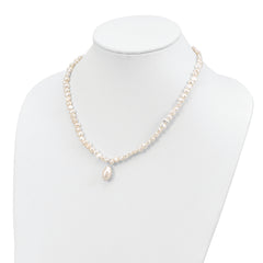 Sterling Silver 925 Pearl Drop Necklace with Polished Finish