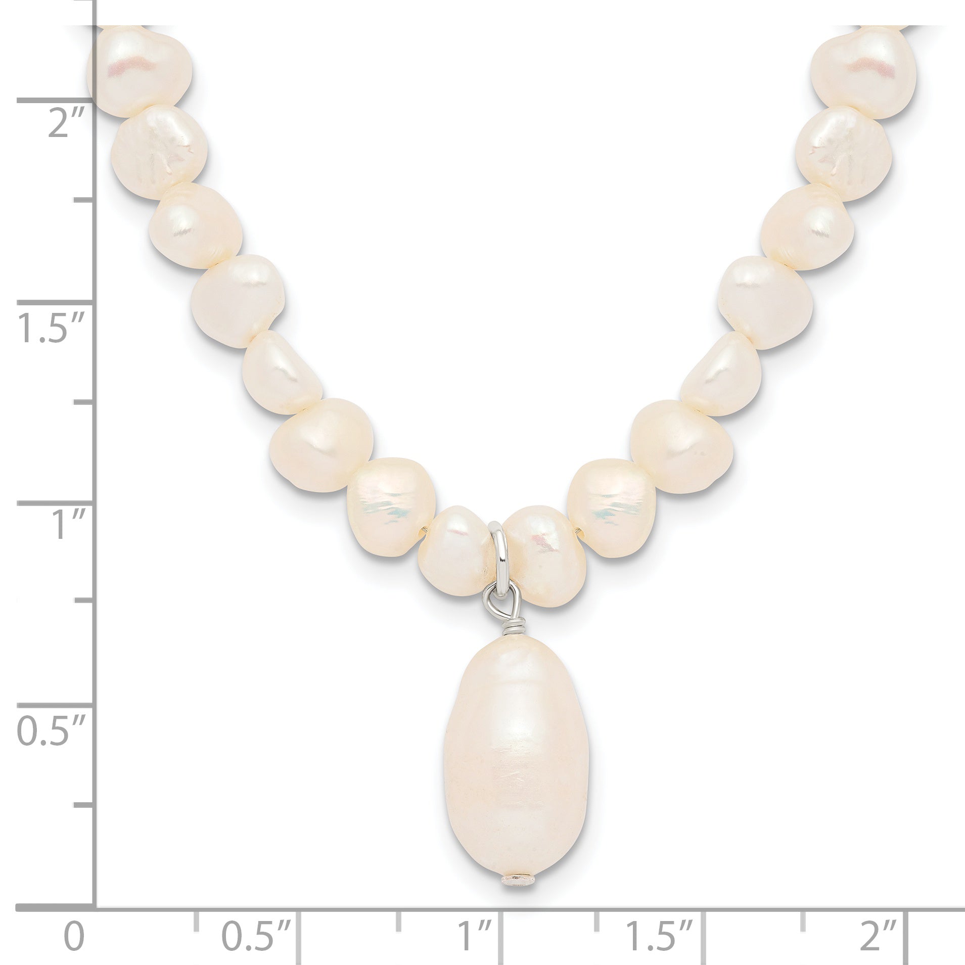 Sterling Silver 925 Pearl Drop Necklace with Polished Finish