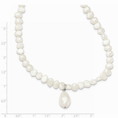 Sterling Silver FW Cultured Pearl Drop 18in Necklace