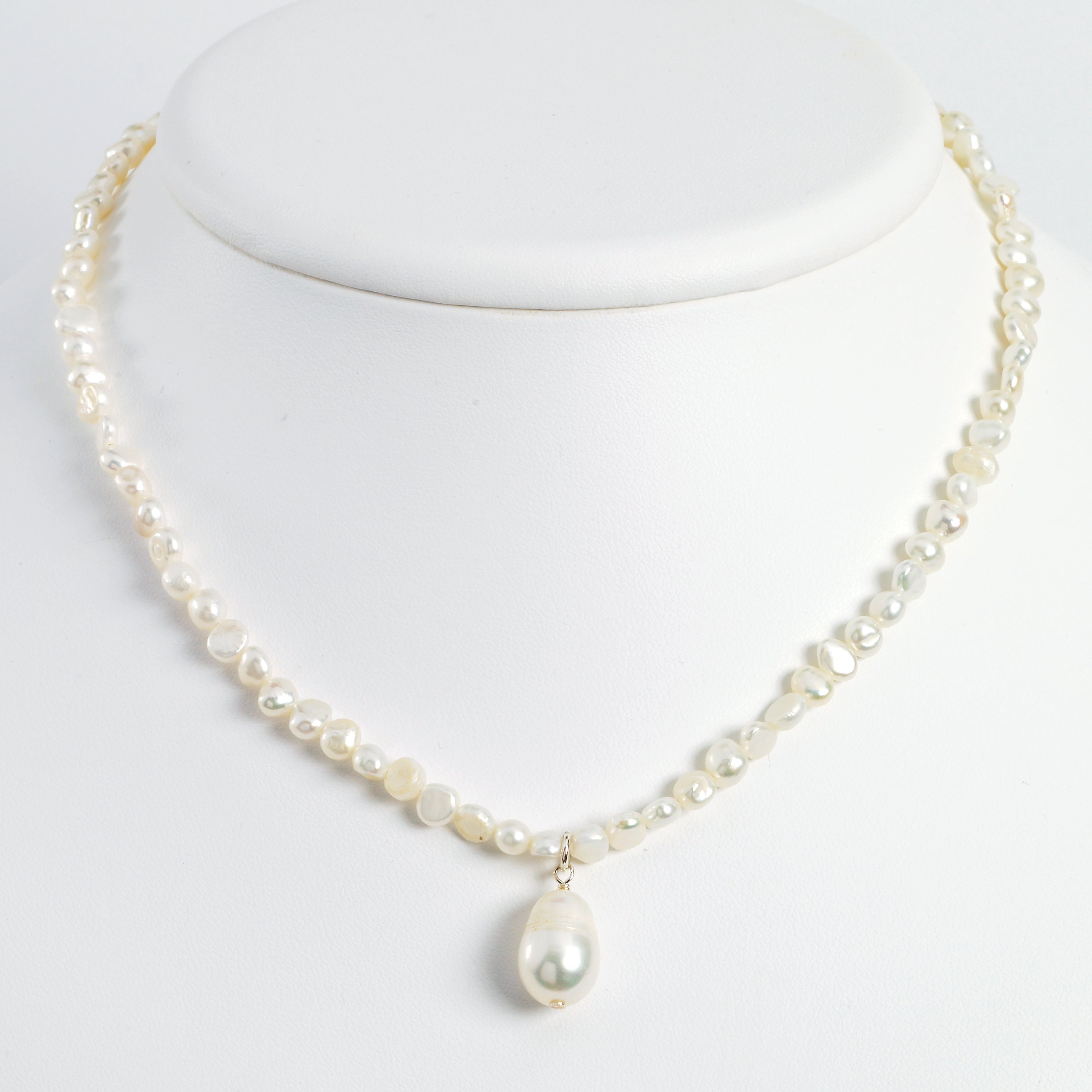 Sterling Silver 925 Pearl Drop Necklace with Polished Finish