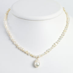 Sterling Silver 925 Pearl Drop Necklace with Polished Finish