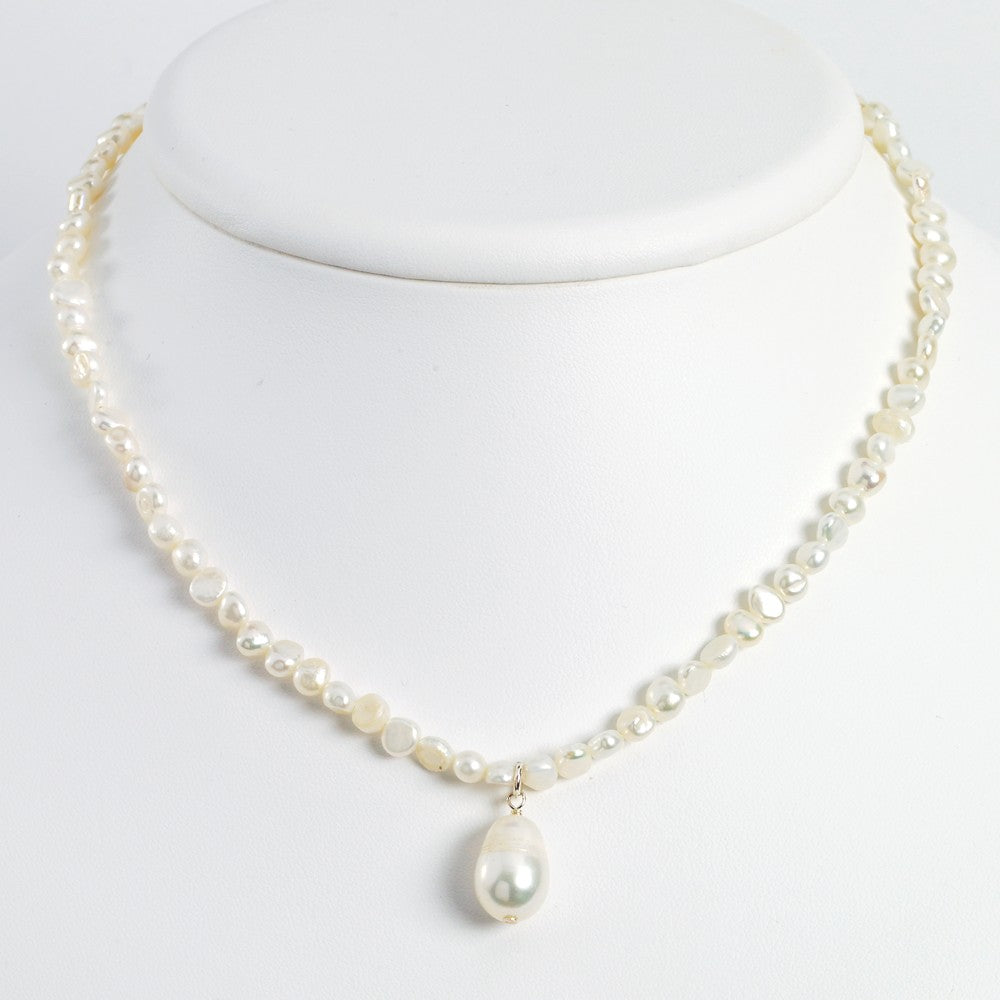 Sterling Silver FW Cultured Pearl Drop 18in Necklace