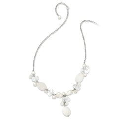 Sterling Silver Moonstone/FW Cultured Pearl/Rock Qtz/White Jade Neck